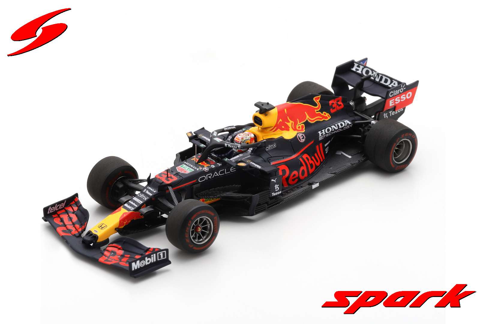 Red Bull Racing Honda RB16B No.33 Red Bull Racing Winner Abu Dhabi GP 2021 Max Verstappen World Champion Edition with No.1 Board and Pit Board / with Acrylic Cover /Spark S7861 1:43/